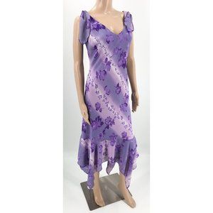 Jonathan Martin Purple Floral Asymmetrical Dress